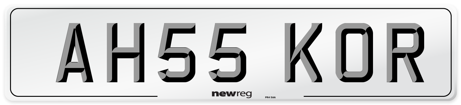 AH55 KOR Number Plate from New Reg